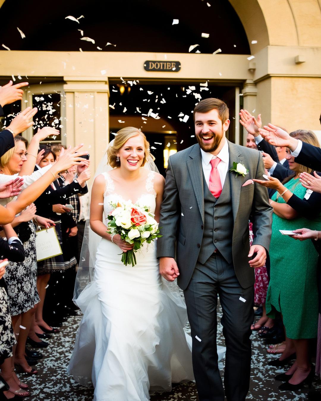 A couple's first dance surrounded by guests