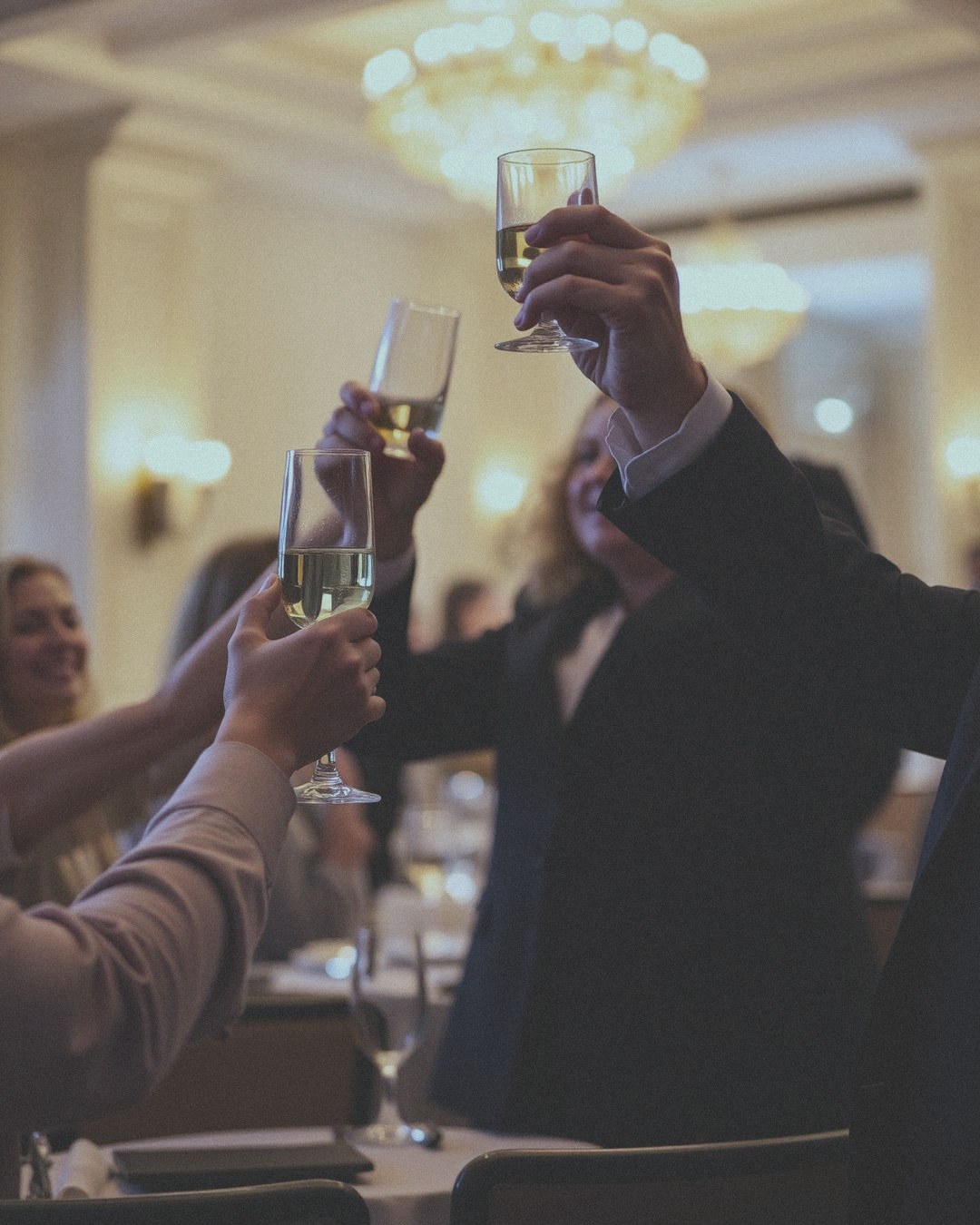 Colleagues celebrating at an evening event